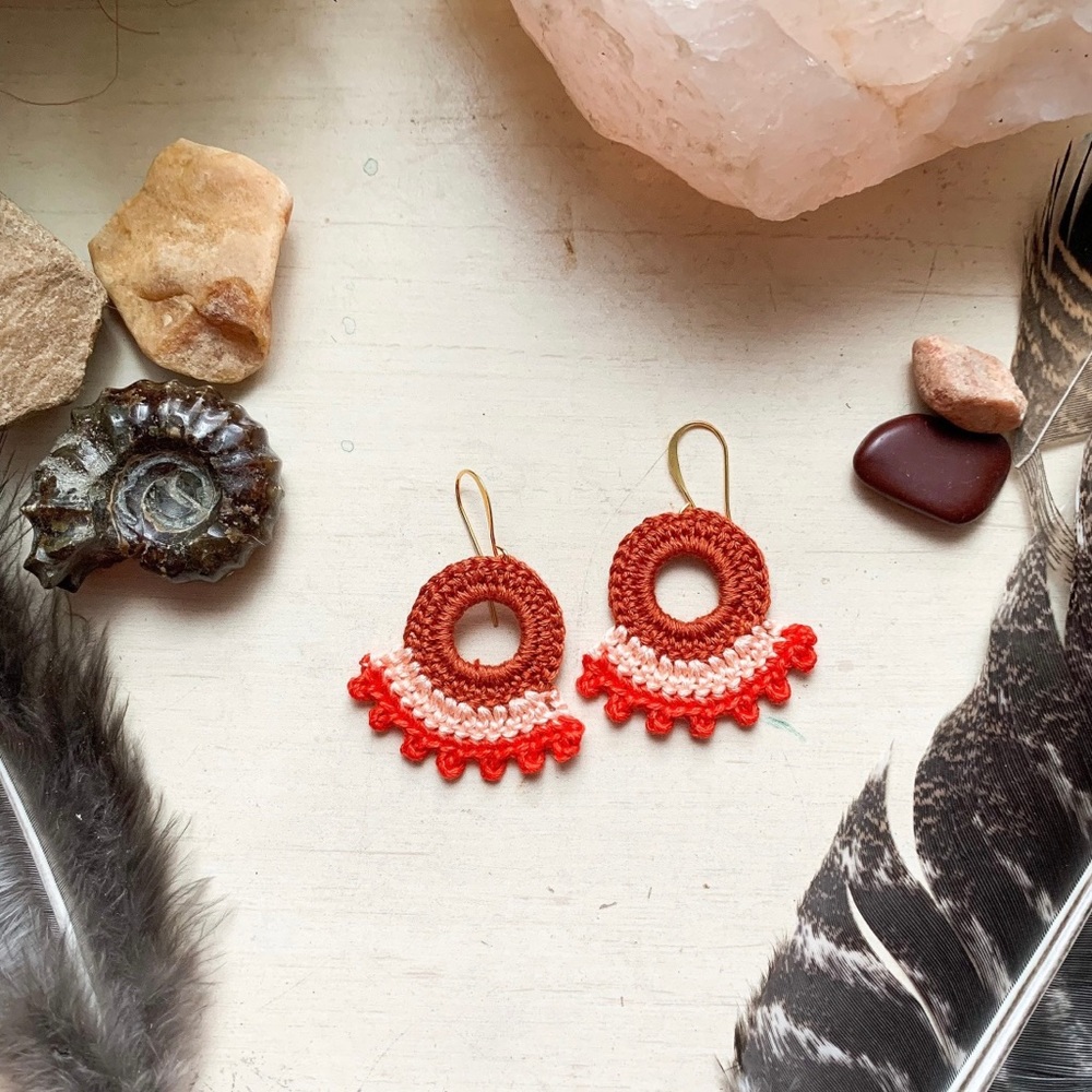 New Red and Pink Dangle Crochet Earrings